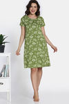 Zivame Nature Trails Knit Cotton Knee Length Nightdress - Turtle Green — thumbnail 4